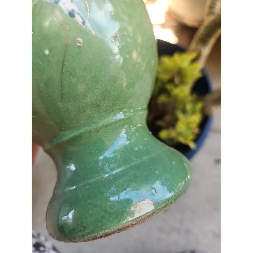 Vtg Japanese Moriage Satsuma Vase Double Handle Green Pink Floral Gold Guilt 10